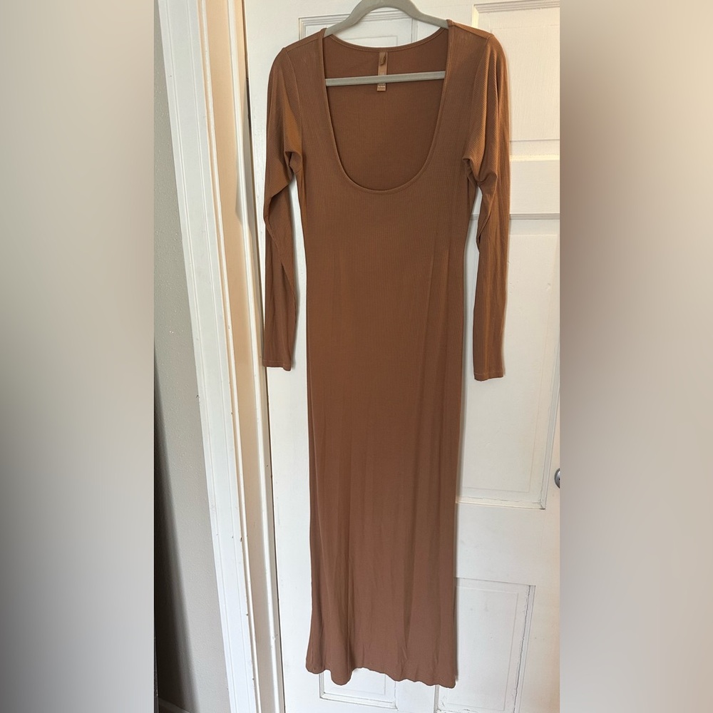 SKIMS Tan Long Sleeve Dress